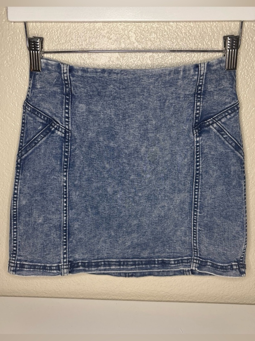 Wild Fable Blue Acid-Wash Denim Mini Skirt